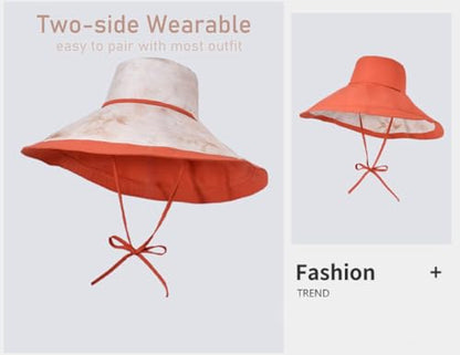 iHomey Packable Shapeable Extra Large Brim Floppy Sun Hat Reversible UPF 50+ Beach Sun Bucket Hat - color: B-pink