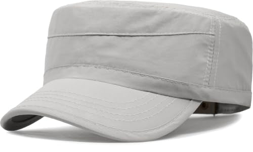 Cadet Army Cap Unisex Military Hat Adjustable Flat Top Cap Baseball Cap - color: Light Grey