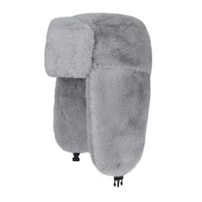 Womens Faux Fur Fuzzy Trapper Hat Winter Ear Flap Trooper Aviator Hat - color: Grey