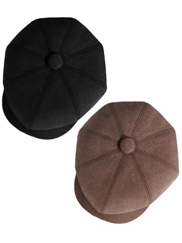 Senker Fashion 2 Pieces Newsboy Cap for Men - color: Coffe Black