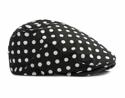 Cotton Newsboy Cap,Breathable Ivy Gatsby Cabbie Beret Hat for Men's Women Driving Hunting Golf - color: Dot Black
