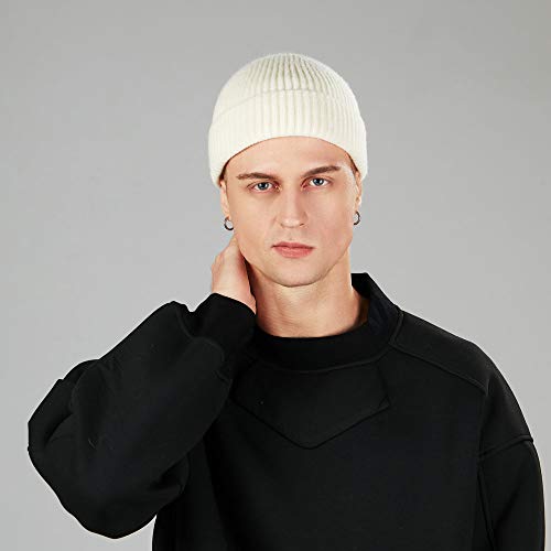ROYBENS Wool Fisherman Beanies for Men Knit Short Watch Cap Winter Warm Hat - color: 4pcs-beige, Navy Blue, Black, Wine Red