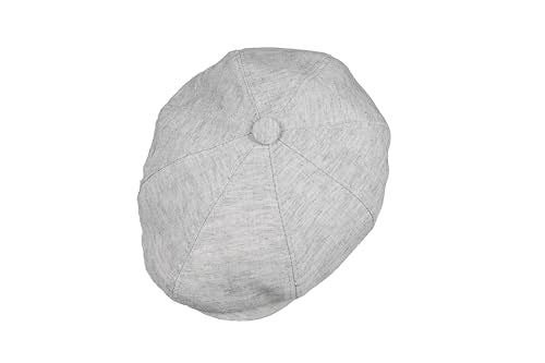 8 Panel Newsboy Cap – Linen Blend with 100% Cotton Lining - color: Light Gray, size: 3X-Large