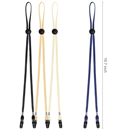Sucrain 8 Pieces Adjustable Colorful Hat Strap Clips Hat Chin Cord for Golfing, Fishing, Boating, Hiking - color: Black