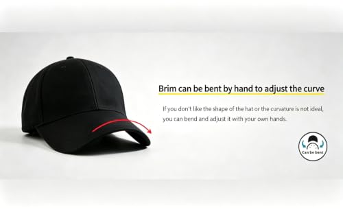 Oversize Baseball Cap XXL Big Head Hats for Men Large Head Hats Dad Hat Adjustable 23.6"-26.8" - color: Black