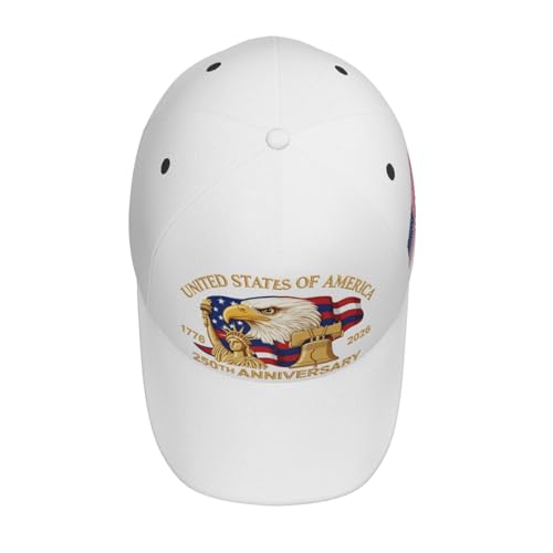 American Flag Baseball Caps Embroiderred USA Flag Patriotic Dad Hat Adjustable Trucker Hats for Men Women - color: Usa 250th Anniversary -White