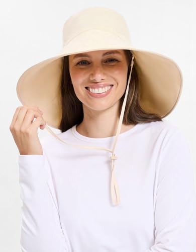 Solbari Women's Ultra Wide Brim Hat UPF 50+ - color: Vanilla / Beige, size: Large-X-Large