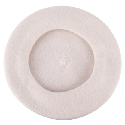 ZAKIRA Wool French Beret for Men & Women, Plain - color: Off-white