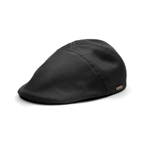 Sterkowski Ivy Five Newsboy | 100% Softened Cotton Flat Cap for Men | Breathable Airy 5 Panels Cap Without Lining - color: Black, size: 7 3/8
