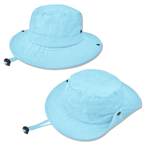 ZOORON Kids Sun Hat UPF 50+ Quick Dry Bucket Safari Hat for Girls and Boys - color: Aqua Blue