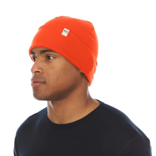 100% Merino Wool Cuff Beanie - Warm Winter Hat - Novelty Beanie - Toque - color: Blaze Orange