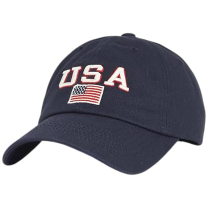 E BY ELIDAN USA Hat, Embroidered American Flag Baseball Cap for Men Women - color: Navy With Usa Flag