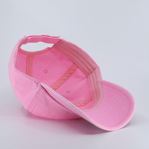 Plain Washed Cotton Adjustable 6 Panel Dad Hat Baseball Cap - color: Pink