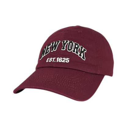 E BY ELIDAN NY Dad Hat, New York EST.1625 Cotton Baseball Cap Women & Men - color: Burgundy
