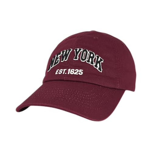 E BY ELIDAN NY Dad Hat, New York EST.1625 Cotton Baseball Cap Women & Men - color: Burgundy