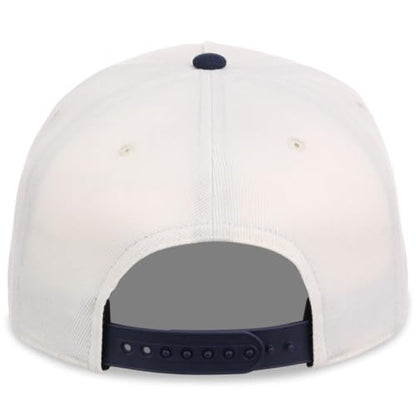 Lids Blank Hook Shot A-Frame Adjustable Snapback Hat – Breathable Mesh & Lightweight | Curved Bill | One Size Fits Most - color: Ivory/Navy