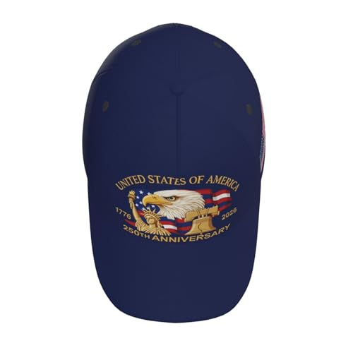 American Flag Baseball Caps Embroiderred USA Flag Patriotic Dad Hat Adjustable Trucker Hats for Men Women - color: Usa 250th Anniversary -Navy Blue