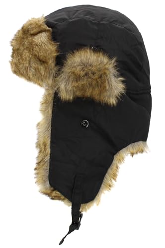 Wool Blend Aviator Trapper hat Trooper Ear Flaps Ushanka Eskimo Russian Warm Winter Cold… - color: 5. Black Classic Solid