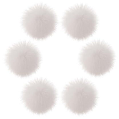 Fzxdfg 6Pieces Faux Furry Pom Pom Ball with Elastic Loop DIY Faux Fur Fluffy Ball for Hats Bags Key Chains Accessories 3.9inch/10CM (White) - color: White