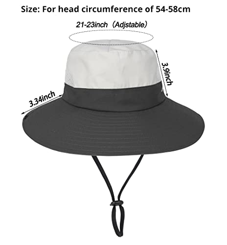 Women's Outdoor-UV-Protection-Foldable-Sun-Hats-Wide-Brim Hat Ponytail-Hole - color: Beige/Grey