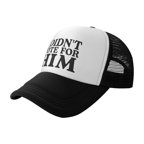 Funny Trucker Hats for Women Country Women's Trucker Hats Breathable Mesh Summer Caps Adjustable Pink Hats - color: I Didn't Vote for Him-black