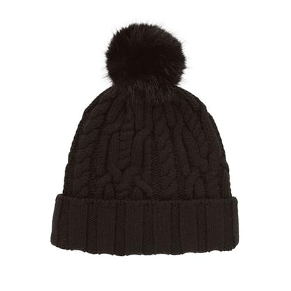 Tilley Unisex Adult Pom Pom Cable Beanie - color: Black, size: One Size