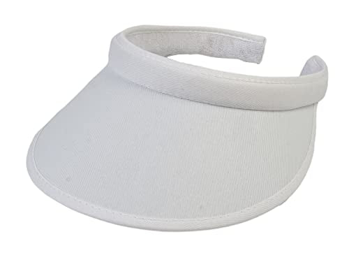 TOP HEADWEAR Sports Cotton Twill Clip-On Visor 3.5 Inch Wide Brim - color: White