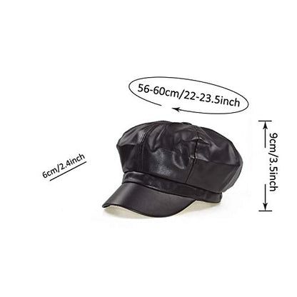 Women Newsboy Hats,8 Panel Ivy Beret PU Leather Cabbie Cap - color: Wine Red