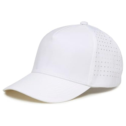 Funky Junque Mens High Crown Golf Hat, Performance Golf Cap - color: White