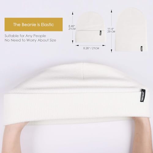 FURTALK Beanie Hat for Men Women Winter Hats for Women Men Soft Warm Unisex Cuffed Beanie Knitted Skull Cap - color: Cream White