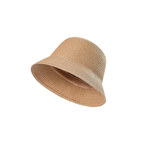 Sun Hats for Women Summer Beach Hat for Women with UV Sun Protection Large Straw Hats for Women with Strap - color: Khaki+fishermanhat