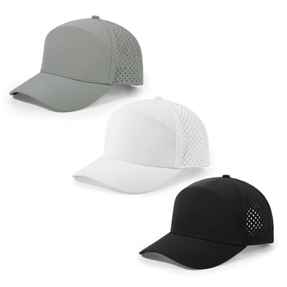 HH HOFNEN Quick Dry Baseball Cap Snapback Golf Trucker Hat for Man Women - color: 3-black+gray+white
