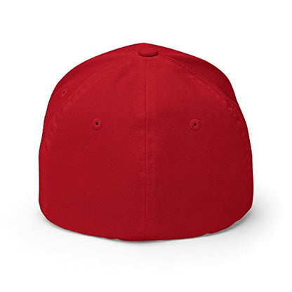 FX XRP Fitted Hat Embroidered Curved Bill Mid Crown Closed-Back Structured Twill Cap - color: Red, size: Small-Medium
