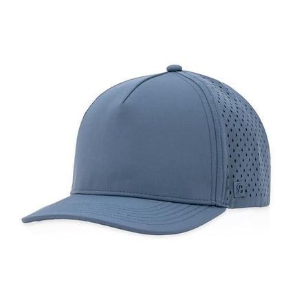 Gilbert Performance 5‑Panel Snapback Hat – Adjustable Flat Bill Cap, Breathable Mesh, Water‑Repellent Fabric, Unisex - color: Slate Blue