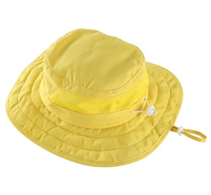 Connectyle Kids Foldable Wide Brim Sun Hat UPF 50+ Sun Protection Bucket Hats Breathable Summer Beach Hat for Boys Girls - color: Yellow, size: Small