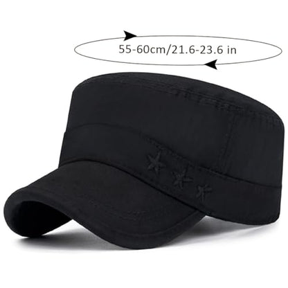 Cadet Hat Flat Top Hats Army Military Caps for Men Women - color: Black 7