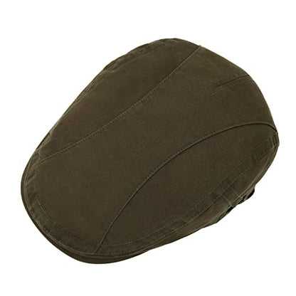 VOBOOM Men Cotton Newsboy Beret Hat Duckbill Buckle Cabbie Cap - color: Cotton-army Green