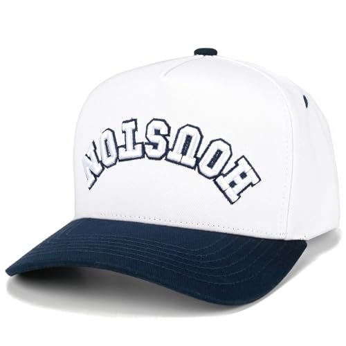 Premium Embroidered Hat | Houston Upside Down Hat - color: Navy/White