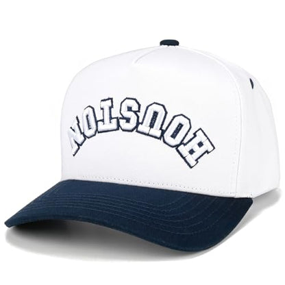 Premium Embroidered Hat | Houston Upside Down Hat - color: Navy/White