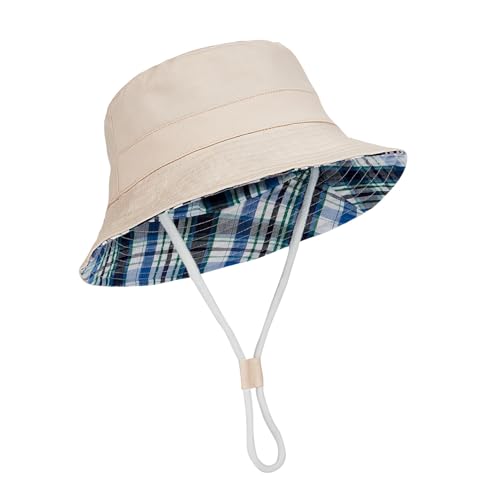 Durio UPF 50+ Baby Sun Hat Wide Brim Toddler Bucket Hats for Boys 0-8 Years - color: A Khaki, size: 6-12 Months