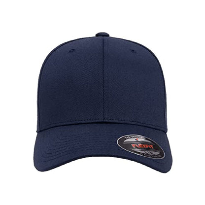 Flexfit Wooly Combed 6-Panel Structured Baseball Cap | Stretch Fitted - color: Navy, size: XX-Large