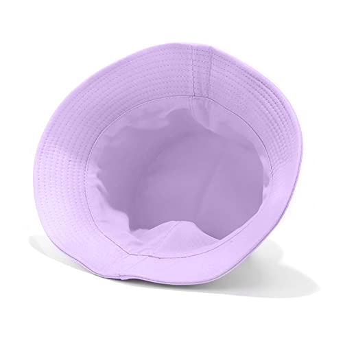 Unisex Bucket Hat Beach Sun Hat Aesthetic Fishing Hat for Men Women Teens, Reversible Double-Side-Wear - color: Light Purple