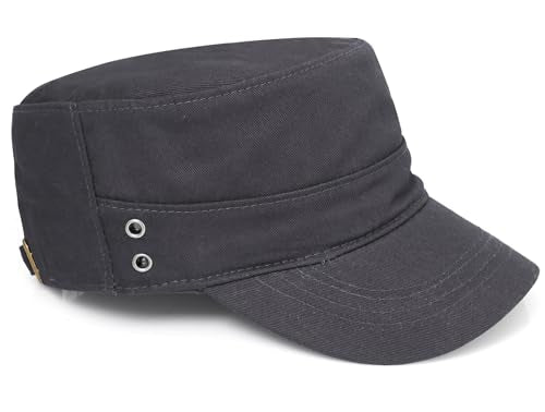 Initlove Cadet Army Cap Military Unisex Flat Top Hat for Men Women - color: Grey