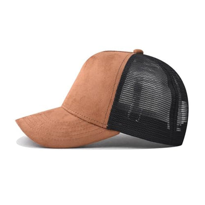 Trucker Hat Men Blank Mesh Suede Baseball Cap for Men and Women Baseball Hat 5-Panel Trucker Hat for Hunting & Hiking - color: Khaki