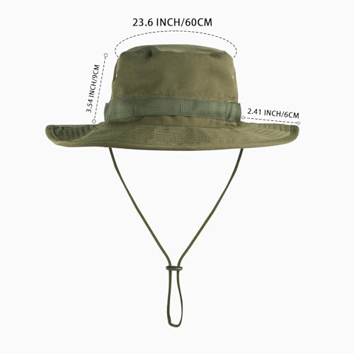 Sun Hats for Men Women Bucket Hat UPF 50+ Boonie Fishing Safari Hat - color: Army Green