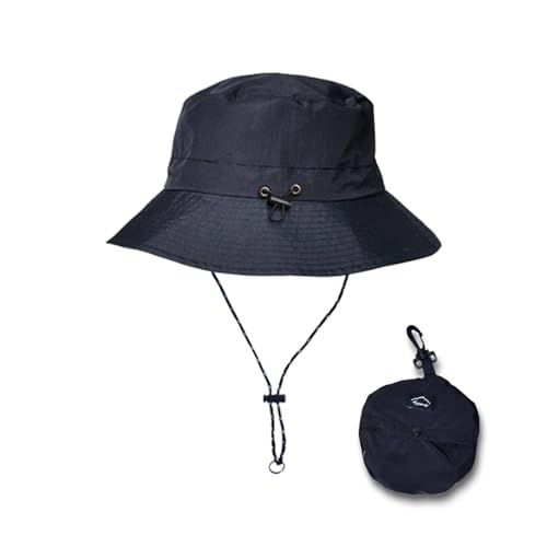 Honnesserry Bucket Hats for Woman Men Outdoor UV Sun Protection Hat Nylon - color: Black