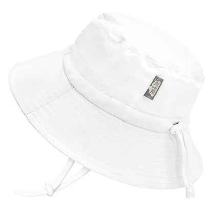 JAN & JUL Kids' Quick Dry Beach Bucket Sun-Hat for Swimming - color: White, size: 2-5T
