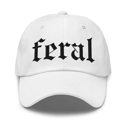 NX Feral Embroidered Curved Bill Cap Relaxed Fit Low Crown Adjustable Dad Hat - color: White