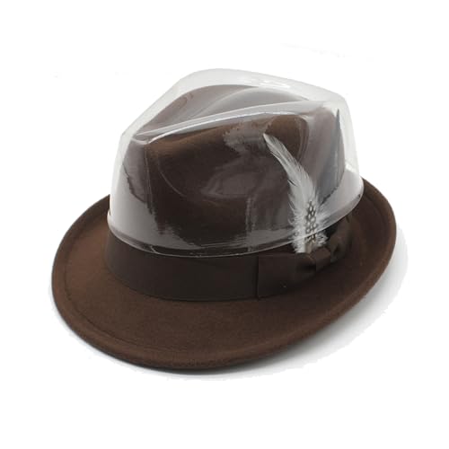 LIDHAY Classic Fedora Hats for Men & Women Vintage Style Short Brim Felt Hat Panama Fedora Hats with Bands - color: Coffee