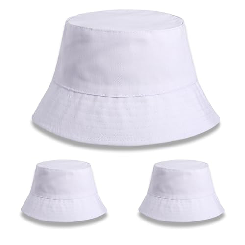 Bucket Hats Bulk Solid Color DIY Blank Hat Bucket Hats for Men, Women and Adults - color: 3pcs White Bucket Hat